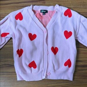 DKNY Pink Cardigan with Red Heart Design